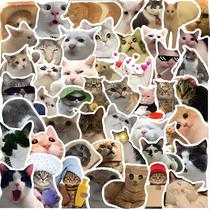 50PCS Adesivos De Gato Engraçados E Fofos, Decalques De Desenhos Animados Para Copos, Material De