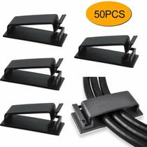 50Pcs Autoadesivo Fio amarrar cabo grampo clamp suporte para câmera de painel de carro GPS Flex Cabo Mesa De mesa suporte de armazenamento - Preto