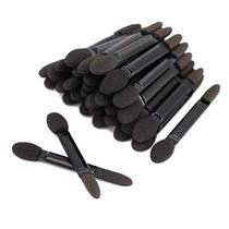 50pcs esponja sombra pincel preto de dupla face aplicador de sombra descartável pincel de maquiagem para casa e salão de beleza - LEORX