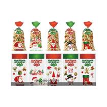 50pcs Sacos De Celofane De Feliz Natal Com Papai Noel E Boneco De Neve Para Embalagem De Doces E