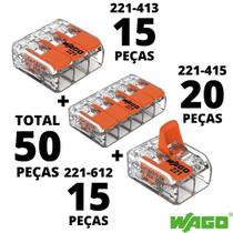 50un Conector Wago Emenda 221 2 3 e 5 vias 4mm² 32A/450V