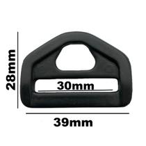 50un Meia Argola 30mm Preta Plástico Triângulo Bolsa Mochila