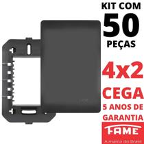 50un Placa 4X2 Cega Com Suporte Habitat Black FAME