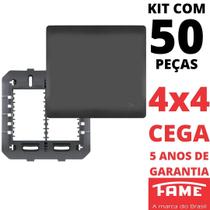 50un Placa 4X4 Cega Com Suporte Habitat Black FAME