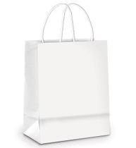 50Un Sacola de Papel Branco com alça para Garrafas Vinhos Espumantes Bebidas 35x13cm Dobravel