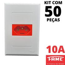 50un Tomada Padrão 2P+T 10A Vermelha Com Placa Evidence FAME