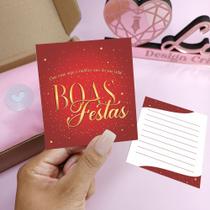 50uni Cartão postal Natal Boas Festas com acabamento veniz localizado - Line Design Criativo