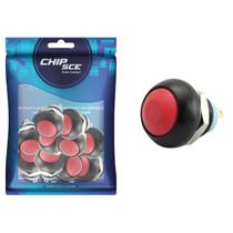 50x Chave Push Button 2 Terminais 12mm Ds-12b - Vermelho