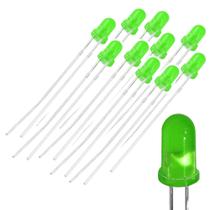 50x Led Difuso 3mm - Projetos Em Geral 2 Terminais - Verde