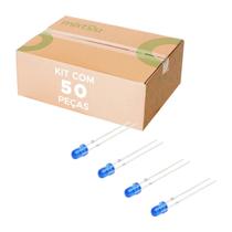 50x Led Difuso 5mm - Projetos em Geral 2 Terminais Azul
