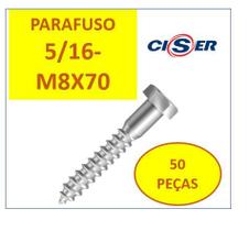 50x Parafuso Sextavado Rosca Soberba Inox 5/16 - M8x70 mm