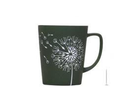 520ml Folha Padrão De Café Cerâmico Caneca de Café com Tampa Colher Grande Capacidade De Água Fosca Xícara de Café Xícara de Café Utensílios de Cozinha Canecas (verde)