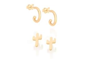 526431 Brinco Rommanel kit cacto argolinha