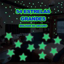 54 Estrelas Grandes 4cm - Adesivos Brilham no Escuro Fosforescente - Decoração Quarto Infantil