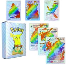 55 Cartas de Pokemon Rainbow de Prata Deck Colorido Cards
