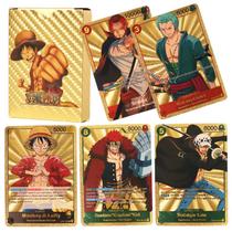 55 Cartas One Piece Douradas Deck Golden - Luffy, Roronoa Zoro, Sanji, Usopp, Shanks - Pokemon