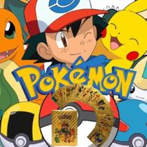 55 Cartas Pokemon Folha De Ouro Douradas Edição Limitada