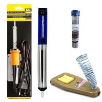 566 Kit De Soldagem: Ferro, Suporte, Sugador + Estanho Solda