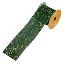 57892003 - FITA ARAMADA JUTA C/ COSTURA VERDE DOURADO 6,3 cm x 9,14 m (LxC)