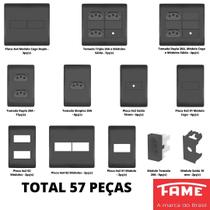 57un Tomadas Interruptores Com Placa 4x2 4x4 Habitat Black FAME K39