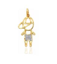 581257 Pingente Filhos Pingente Menino Ouro 18k Amarelo E Branco