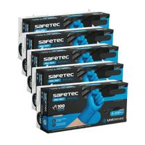 5cxs luvas nitrilo safetec prot agente químico blue 100un