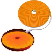 5m Mangueira Fita Led 12v Neon Corte2,5cm Alto Brilho+ Fonte Laranja