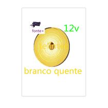 5mts mangueira led neon branco quente 12v flexível + fonte
