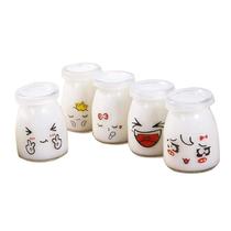 5pcs 150ml Pudim Cup Copo de Vidro Resistente ao Calor Recipientes De Iogurte Geleia Jarra Iogurte Desenho animado DIY Cooking Milk Bottle Padrão Aleatório Potes de Açúcar & Creme