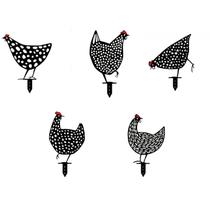 5pcs Animal Rooster Stake Silhueta Arte Fairy Garden Yard Decoração Decoração Gramado Ao Ar Livre Gramado Ornamentos - Acrílico