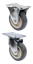 (5pçs) Rodizio Girat. Placa 4pol. Pvc (3 Fixo + 2 Giratório) (5pçs) Rodizio Girat. Placa 4pol. Pvc (3 Fixo + 2 Giratório)