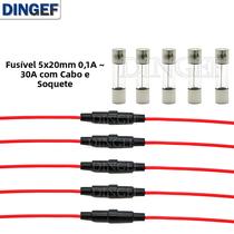 5PCS Suporte Para Fusível De Vidro 5X20MM Com Cabo De Fio 22AWG Tipo Parafuso Conjunto De Tubos De