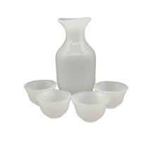 5pcs Taça de Vinho de Jade Conjunto de Cerâmica Branca Vidro à moda antiga