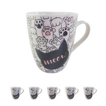 5un Caneca Cerâmica Gatinho Pets Cat 400ml Gato Patinhas 5un Caneca Cerâmica Gatinho Pets Cat 400ml Gato Patinhas