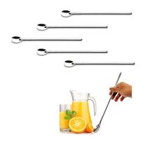 5un COLHER DE SUCO COQUETEL BEBIDAS BAILARINA INOX LONGA