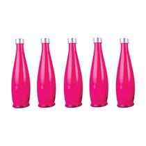 5un GARRAFA DE VIDRO TAMPA INOX ACQUA ÁGUA SUCO ROSA 5un GARRAFA DE VIDRO TAMPA INOX ACQUA ÁGUA SUCO ROSA