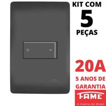 5un Interruptor Bipolar Simples 20A Com Placa Habitat Black FAME