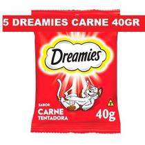 5UN Petisco Dreamies Carne Tentadora - PASTELZINHO Gatos Adultos 40 g - Mars