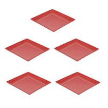 5un Petisqueira prato quadrado 24cm fundo vermelho