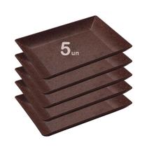 5un Petisqueira travessa Retangula 24cm servir Marrom Escuro