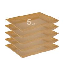 5un Petisqueira travessa Retangula 28cm servir Marrom Claro