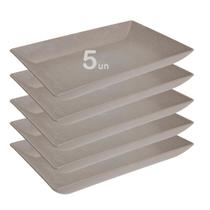 5un Petisqueira travessa Retangular Servir 28cm Cinza Petra