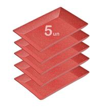 5un Petisqueira travessa Retangular servir 32cm Vermelho