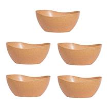 5un Tigela saladeira bowl oval 1,9lt marrom claro