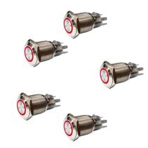 5x Botao Liga Desliga Inox Led Vermelho 12 24v 16ap11dz 5x Botao Liga Desliga Inox Led Vermelho 12 24v 16ap11dz