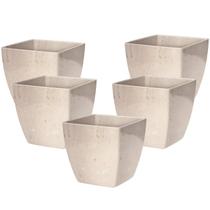 5X Cachepô Elegance Quadrado 02 (1,7L) Travertino NUTRIPLAN