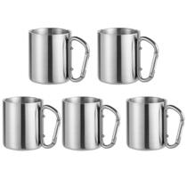 5x Caneca com Mosquetão Inox 220ml Sortido - Ke Home