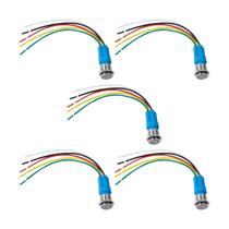 5x Chave Inox C/ Trava Led 12v 16mm - Las3-16f-11epl Azul