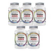 5x Complexo Vitaminas Adek A, D, E, K 300 Cápsulas 500mg - Flora nativa do Brasil