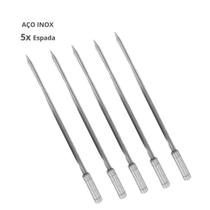 5x Espeto Espada Inox 40cm Cabo Revestido Alumínio Churrasc 5x Espeto Espada Inox 40cm Cabo Revestido Alumínio Churrasc